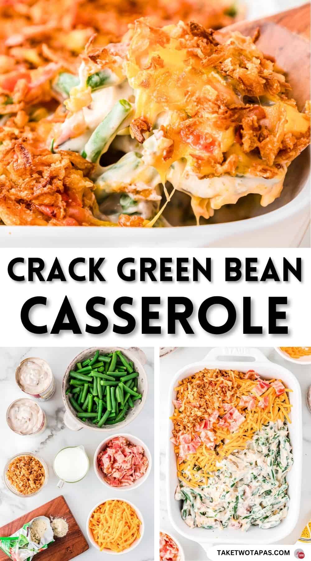Pinterest pin image for crack green bean casserole recipe