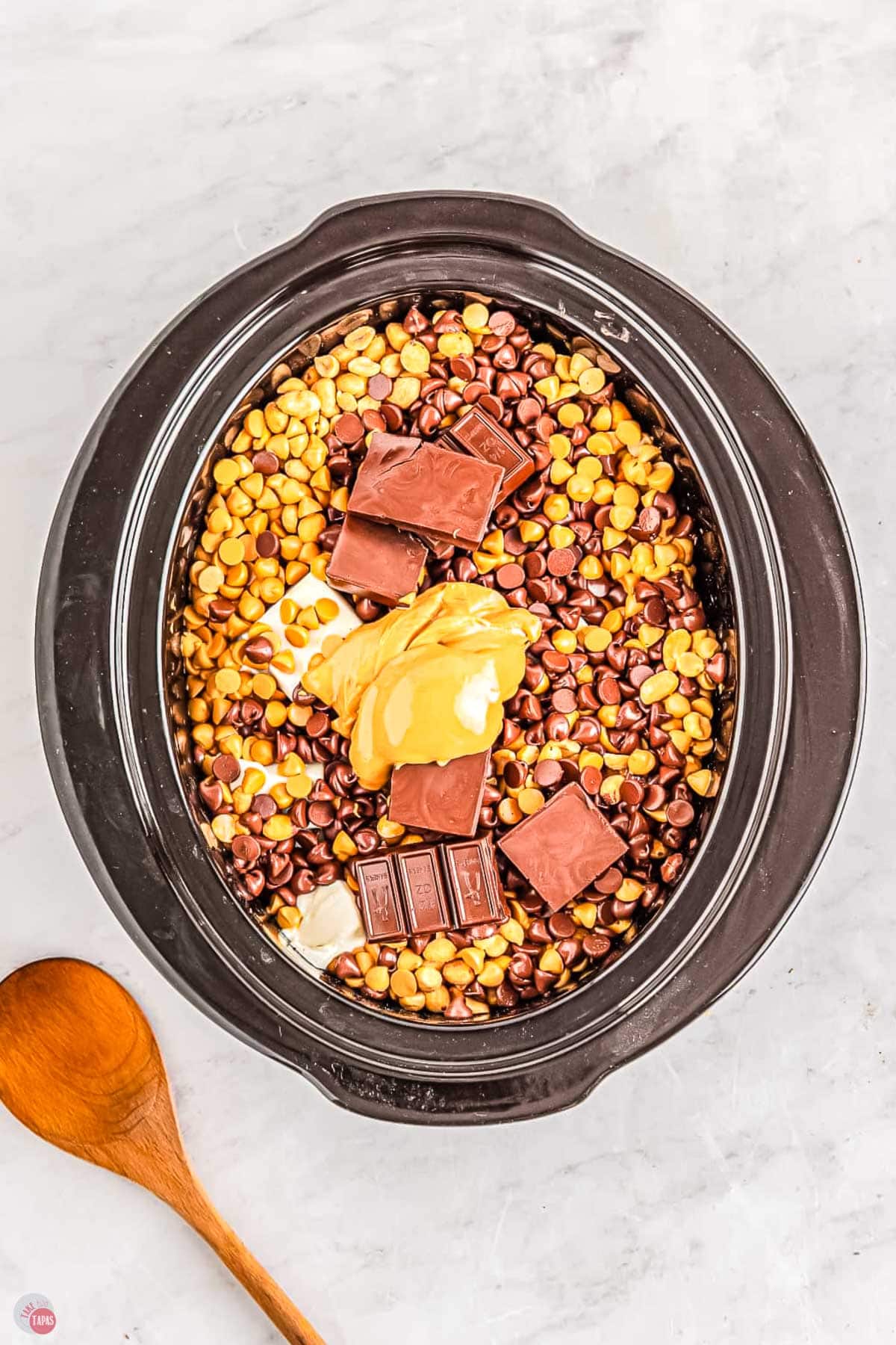 candy in a slow cooker bowl