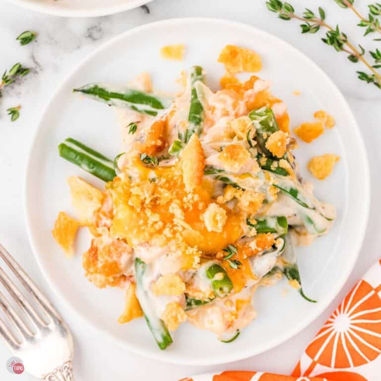 plate of green beans with casserole