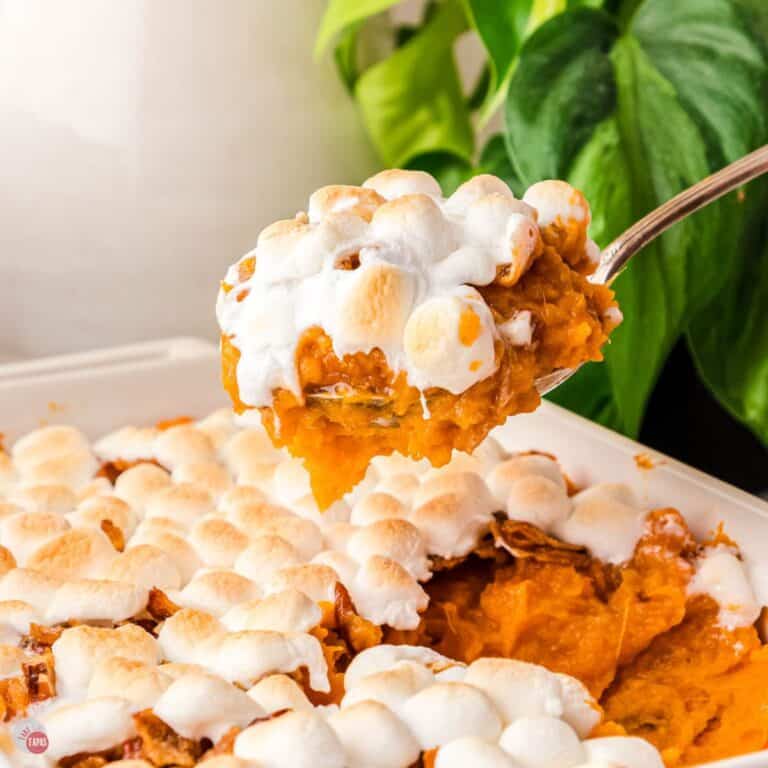 scoop of sweet potato casserole