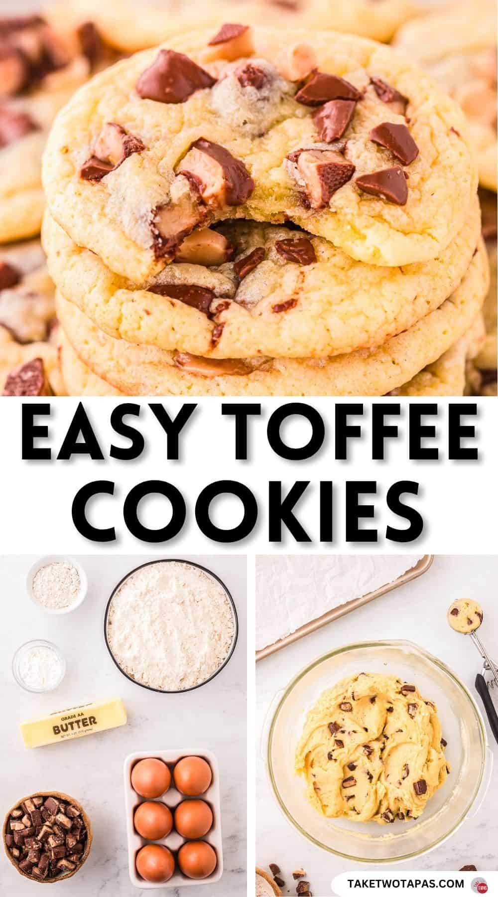 Pinterest pin image for toffee cookie recipe