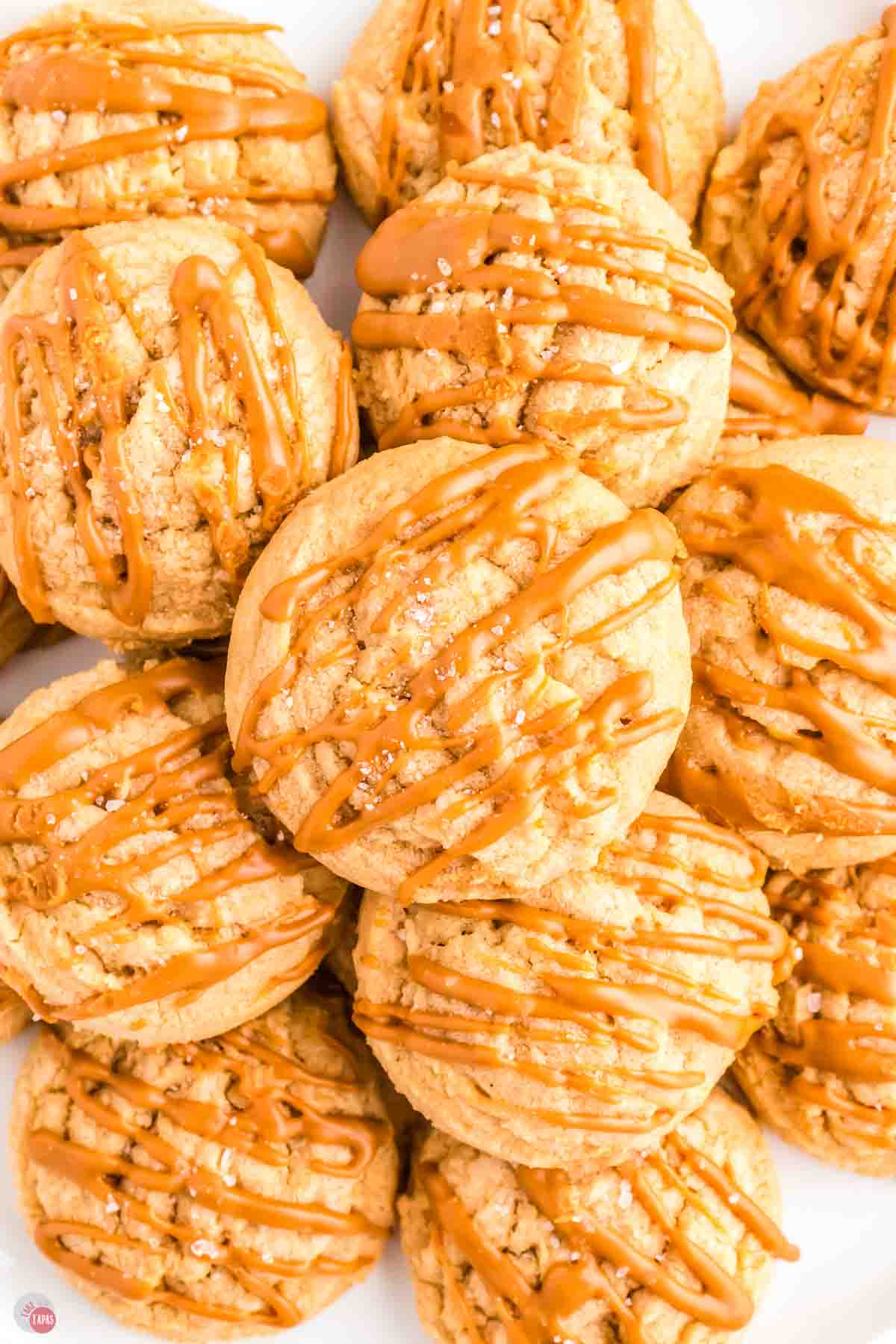close up of stack of cookie butter cookies