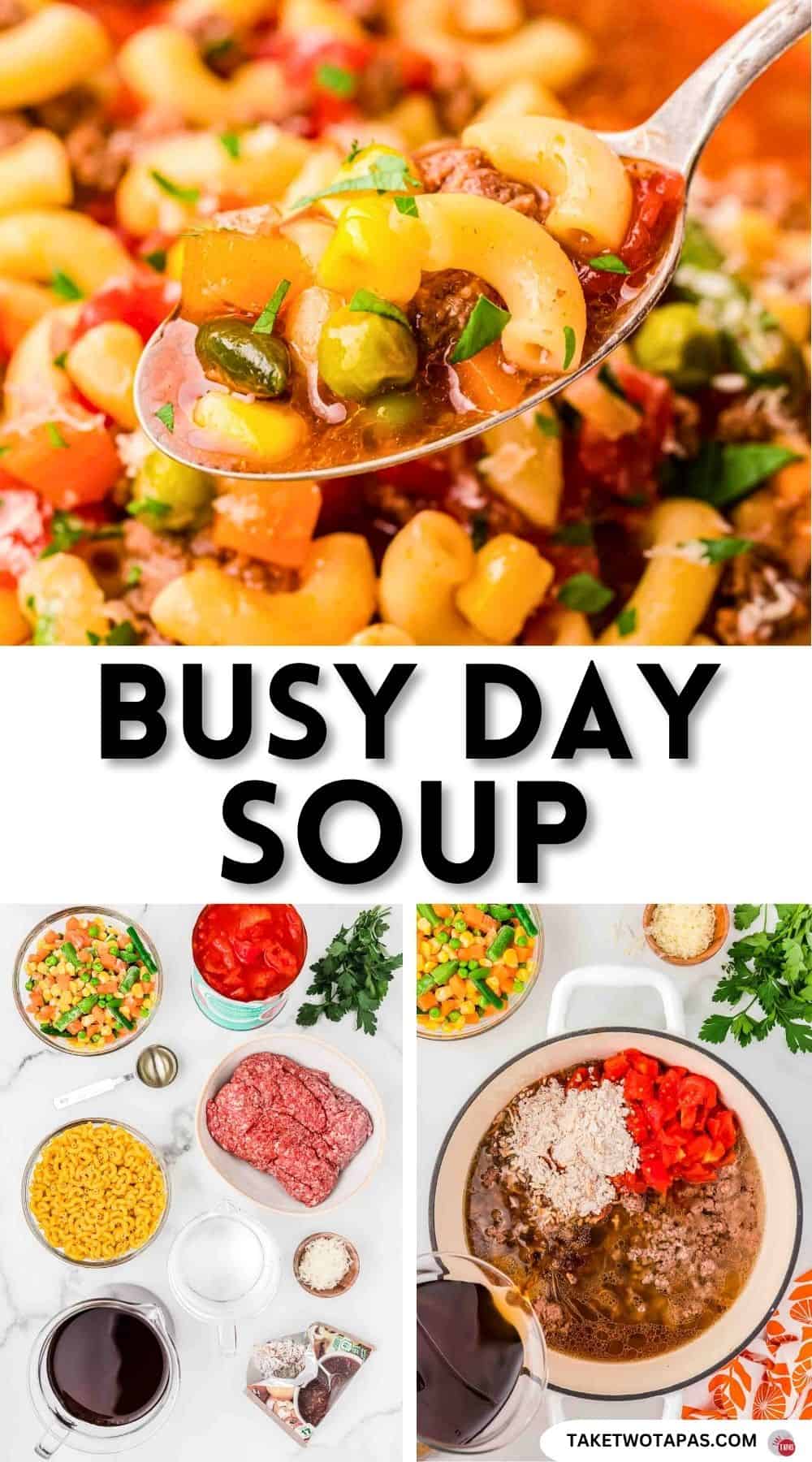 Pinterest pin image for busy day soup recipe
