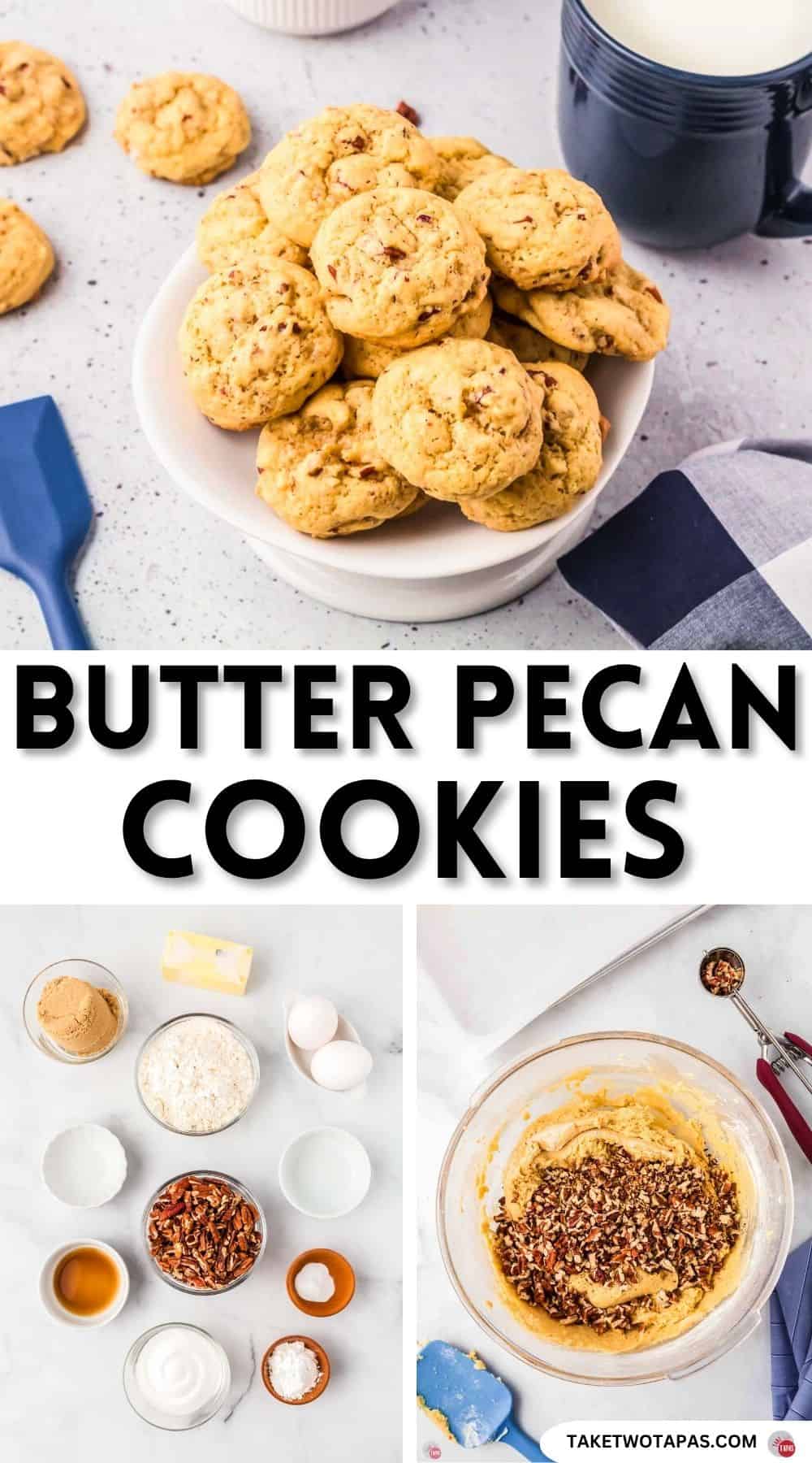 Pinterest pin image for butter pecan cookie recipe