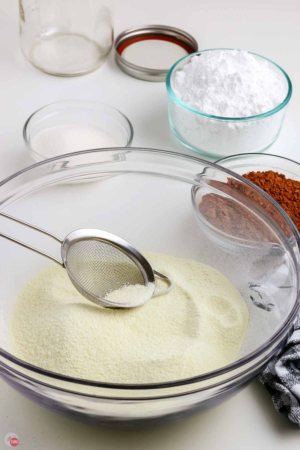 powdered milk in a clear bowl
