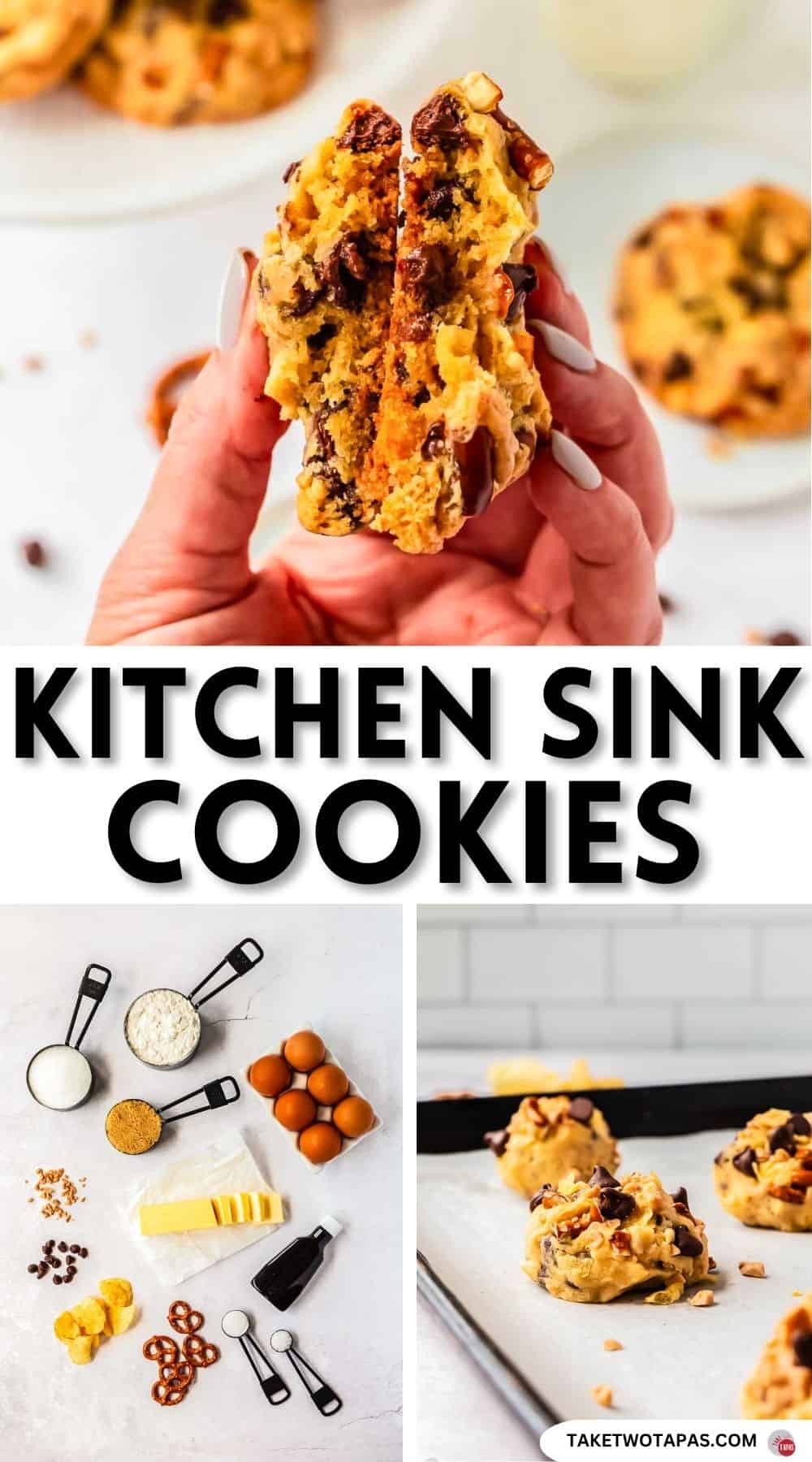 Pinterest pin image for kitchen sink cookie recipe