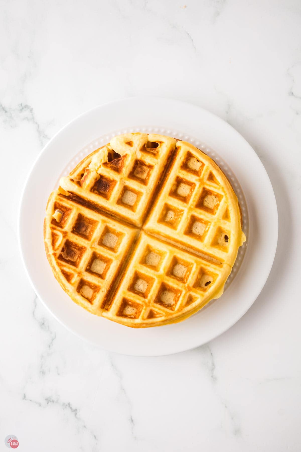 cooked waffle on a white plate