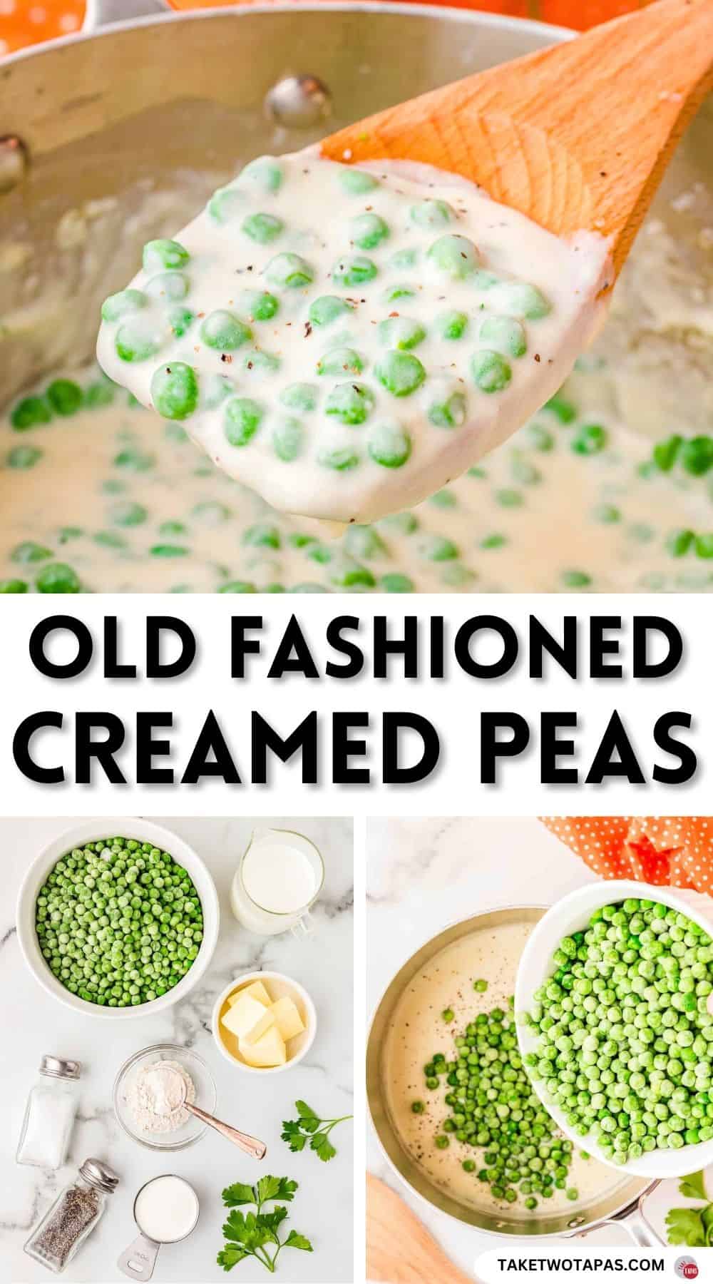 Pinterest pin image for creamed peas recipe