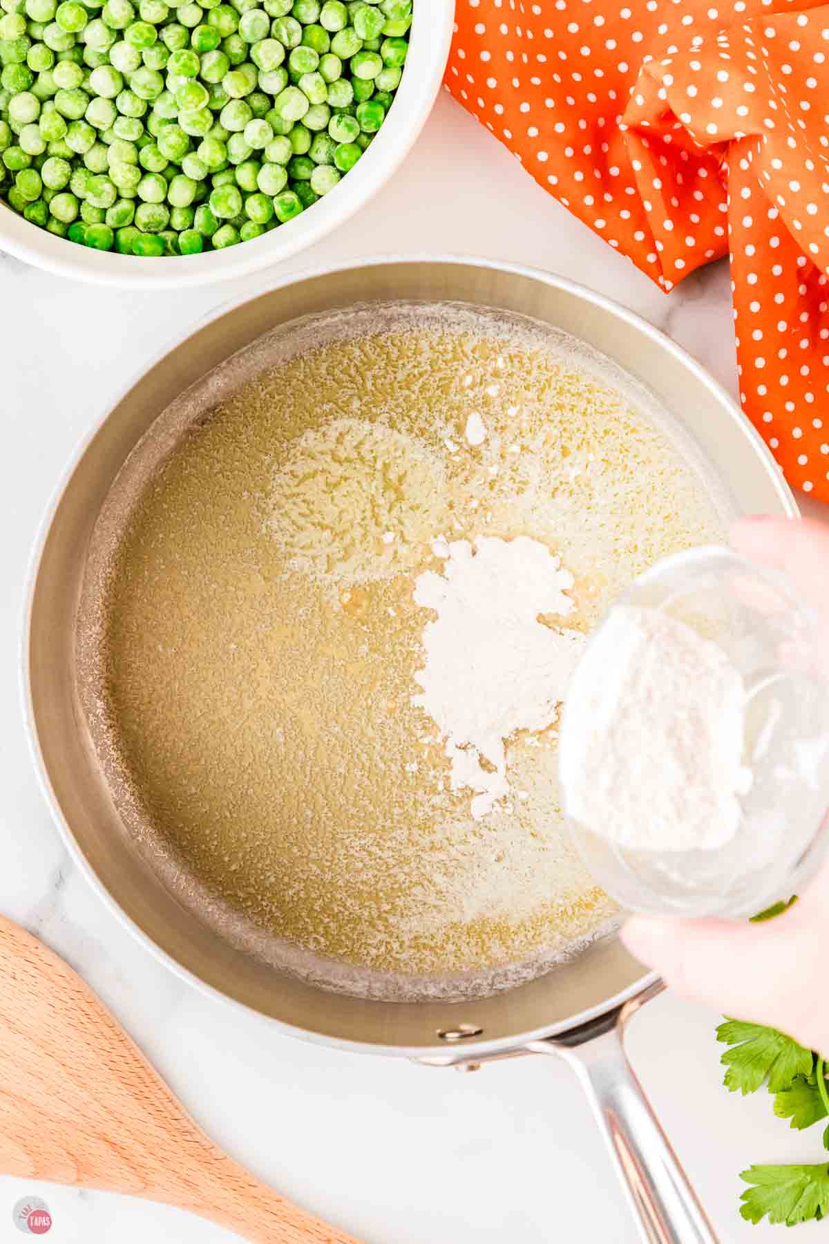 melted butter and flour in a silver skillet