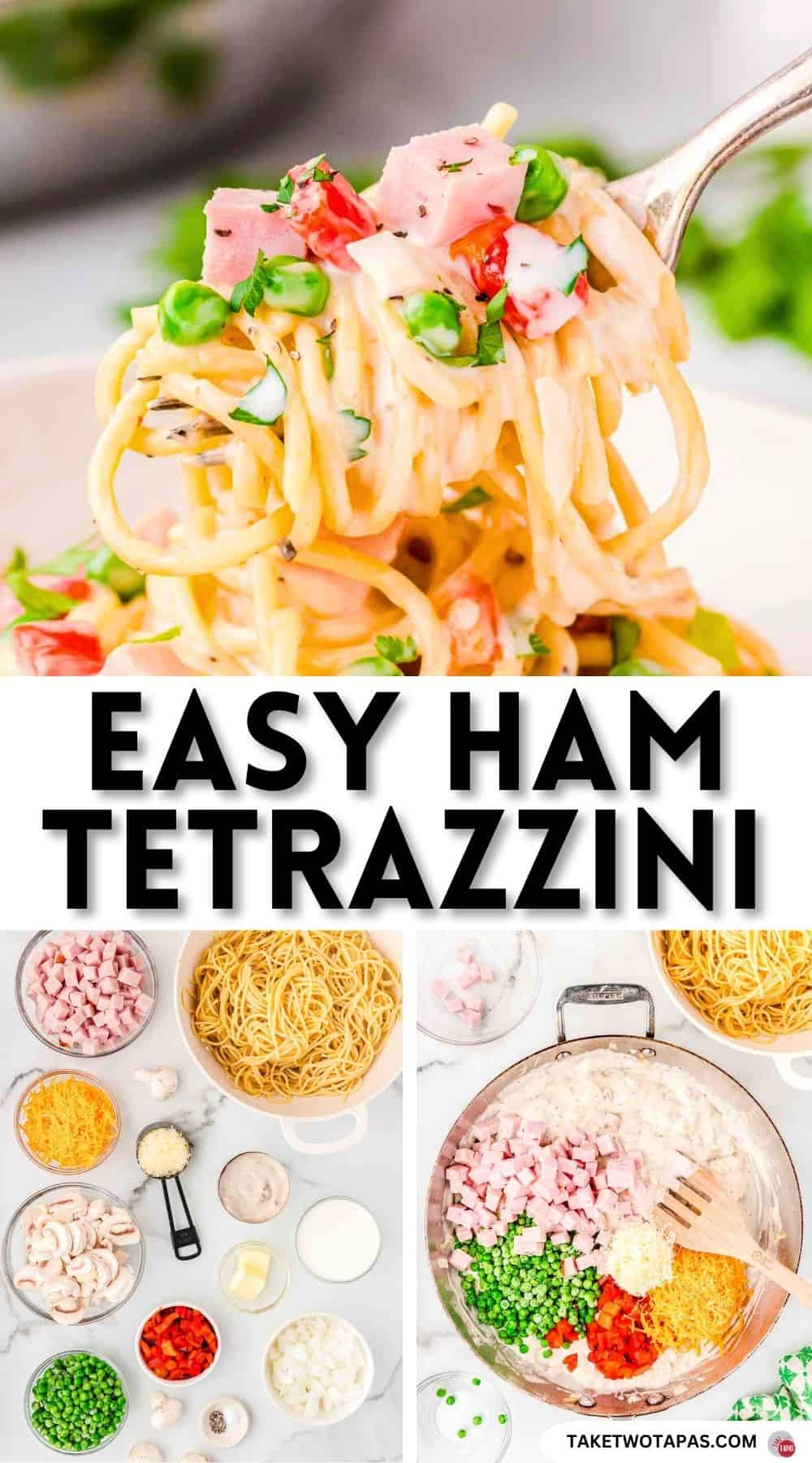 Pinterest pin image for ham tetrazzini recipe