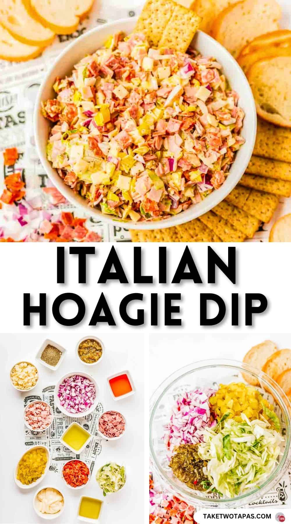 Pinterest pin image for Italian hoagie dip recipe