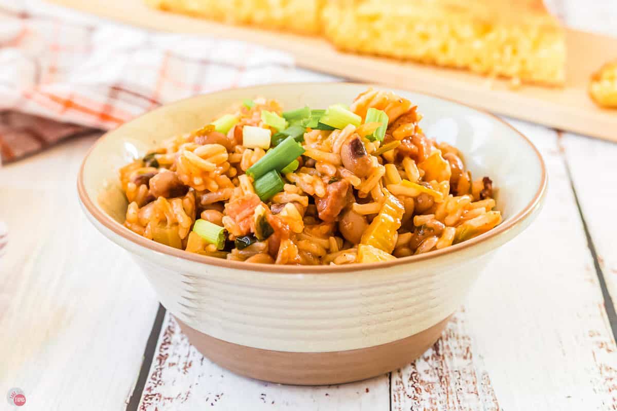 close up of bowl of hoppin john