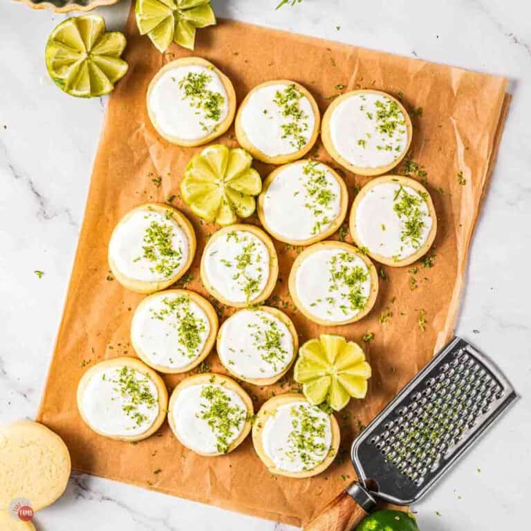 tray of cookies with lime