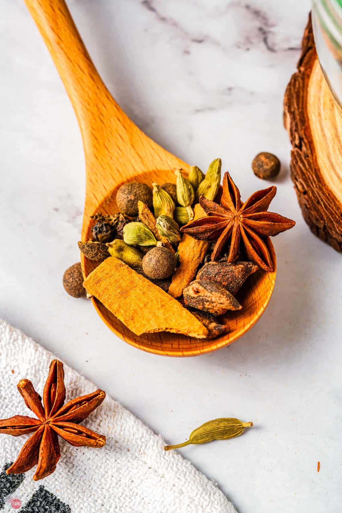 spoon with spice pods