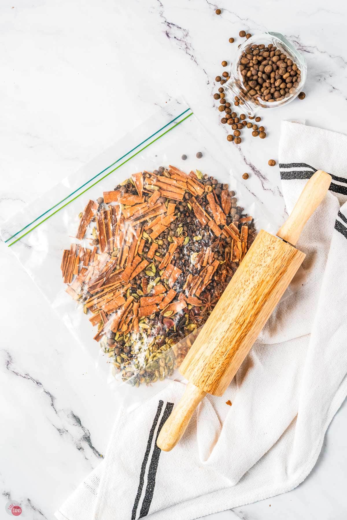 crushed spices in a plastic bag