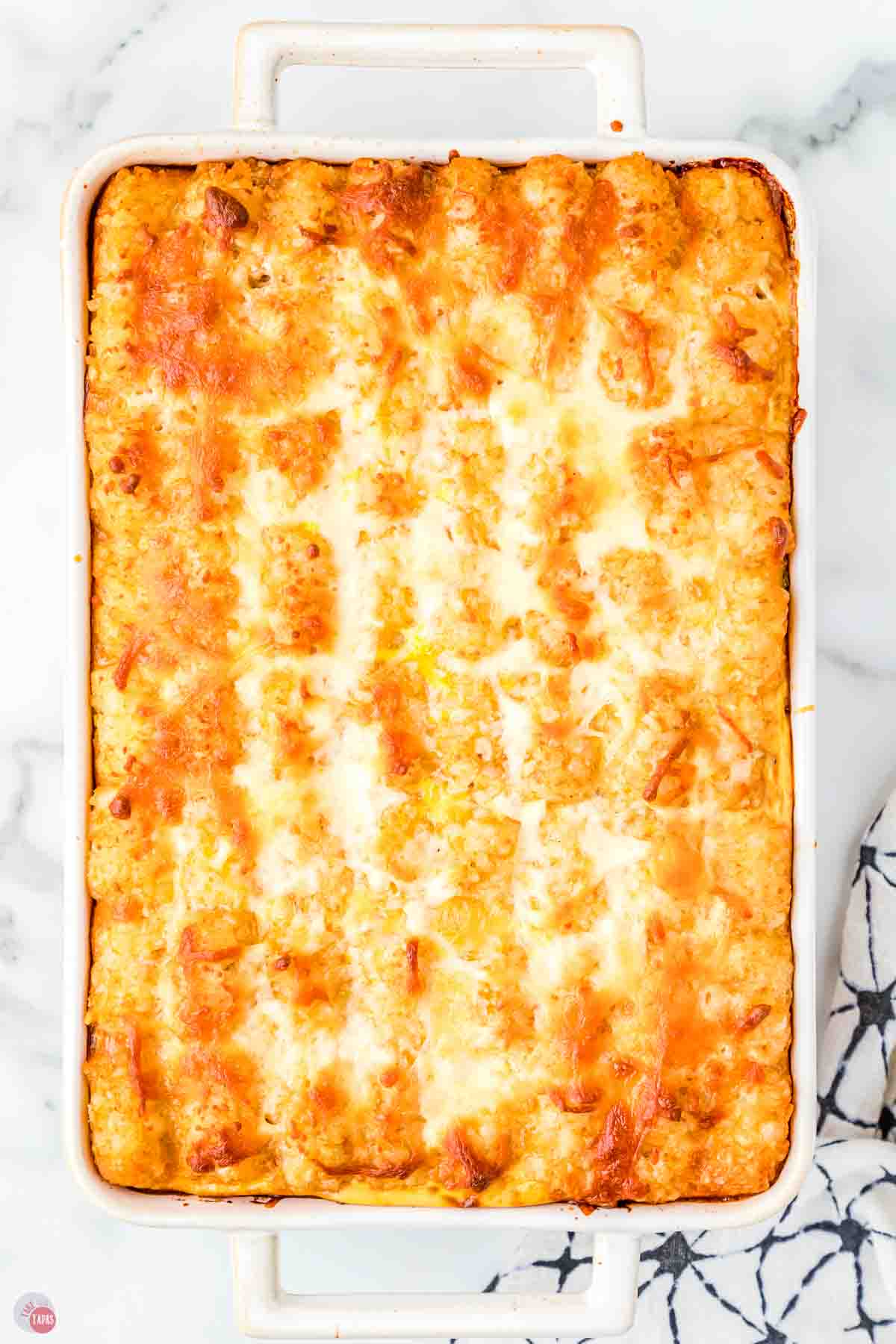 baked tater tot casserole with melted cheese