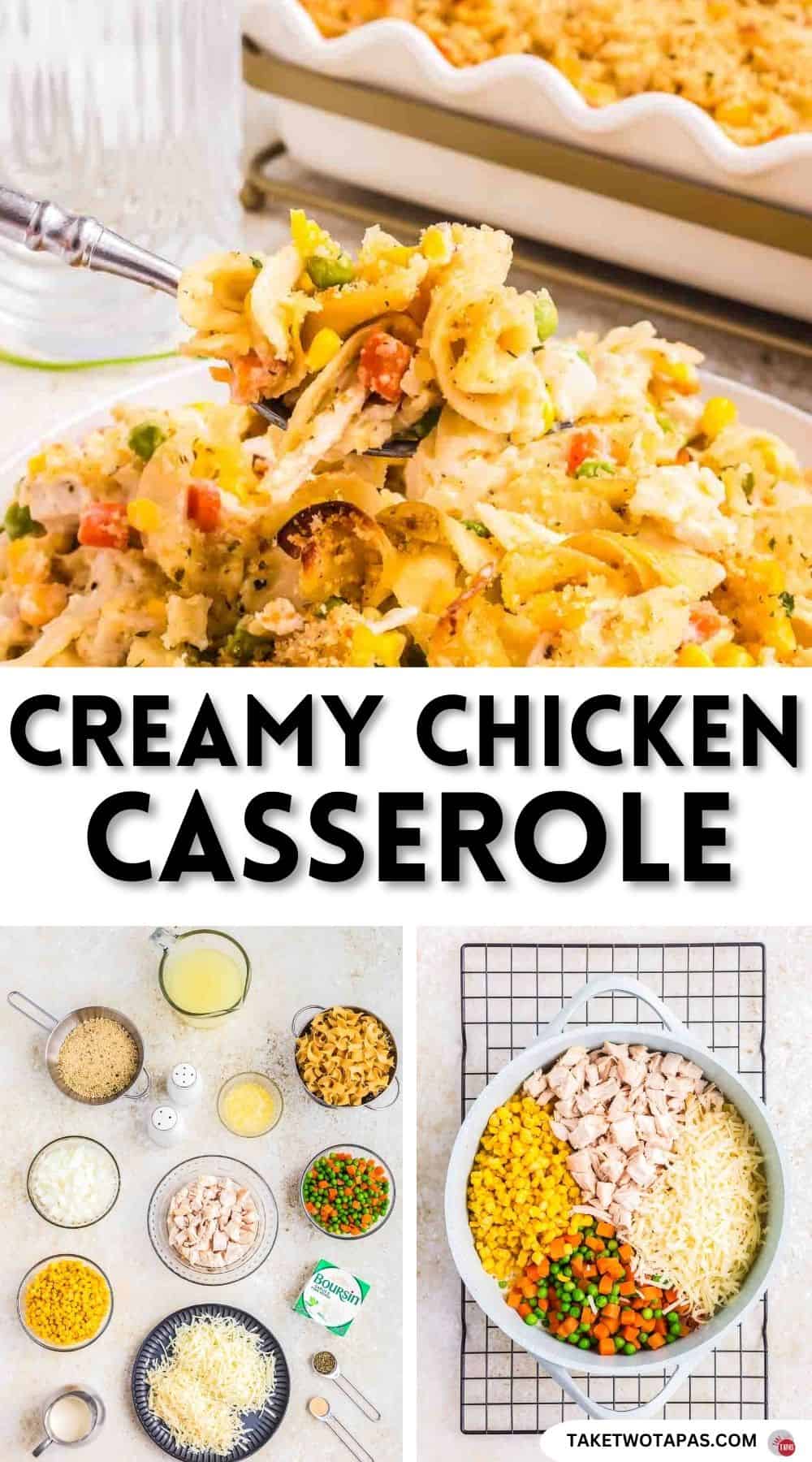 Pinterest pin image for creamy chicken casserole recipe