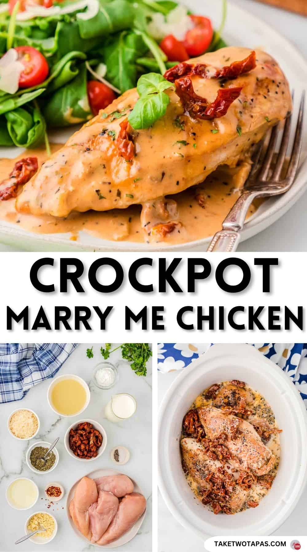 Pinterest pin image for Crockpot Marry Me Chicken recipe