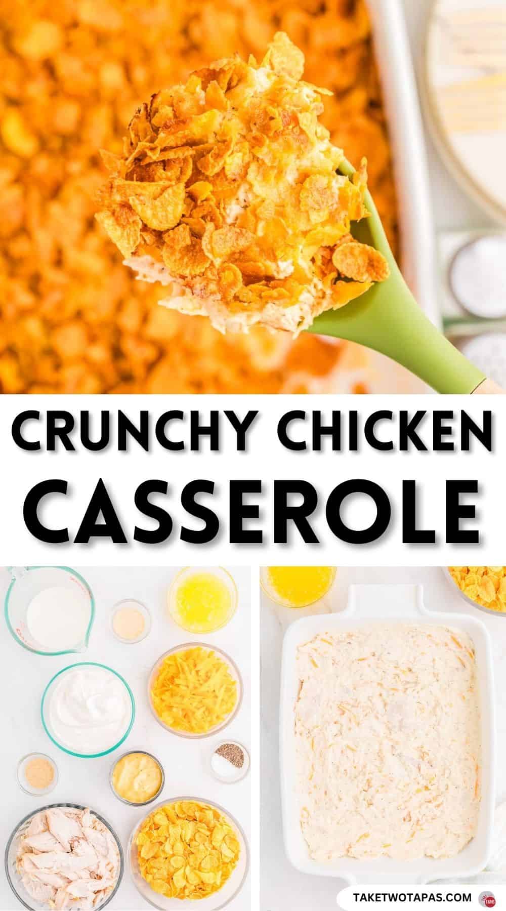 Pinterest Pin image for crunchy chicken casserole recipe