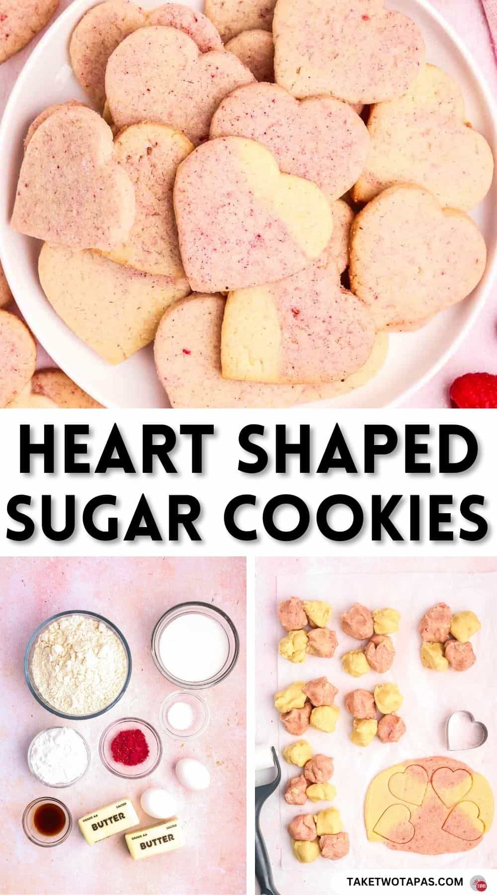 Pinterest pin image for heart shaped sugar cookie recipe