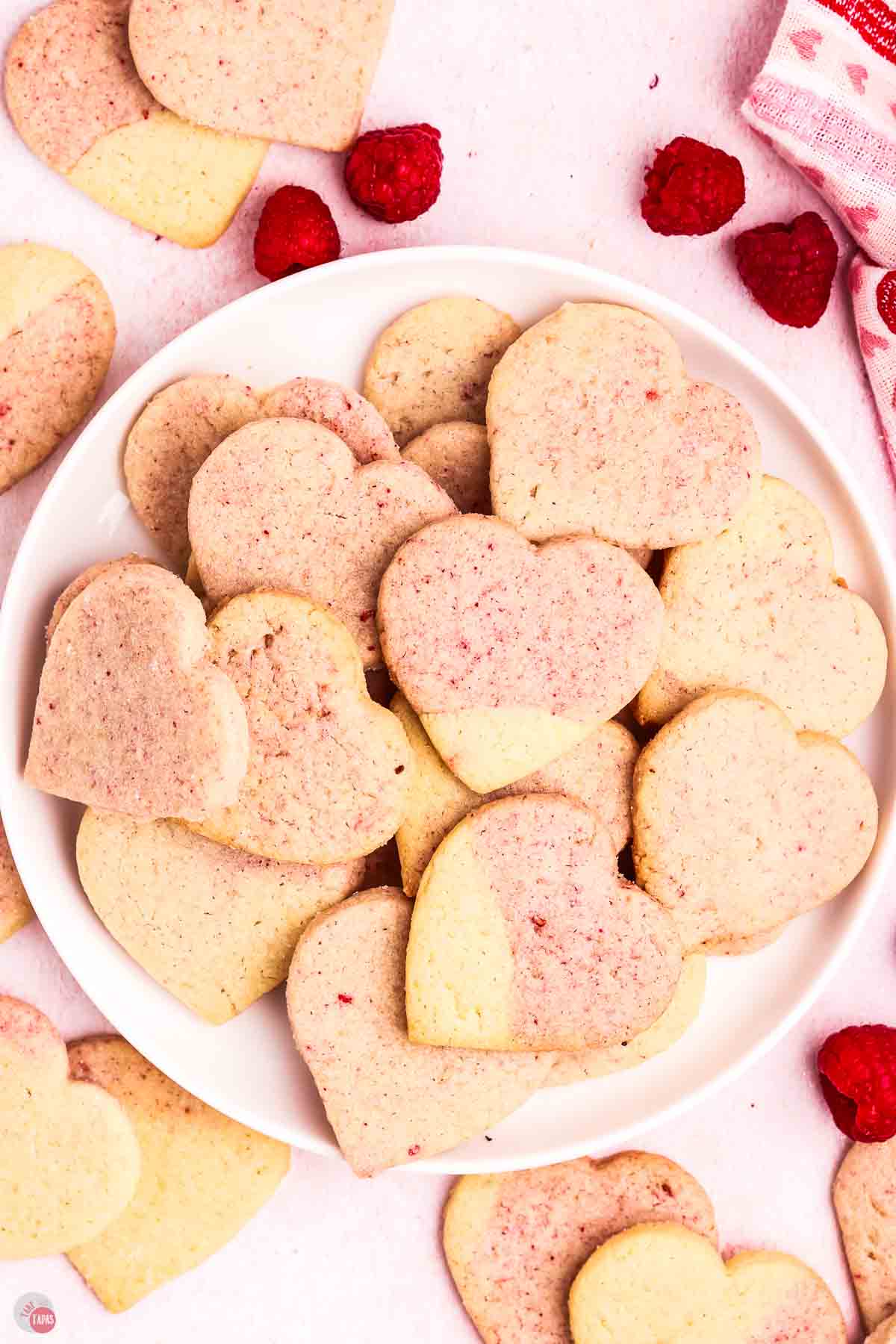 plate of heart cookies