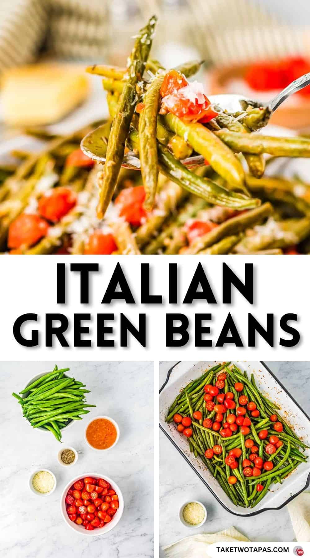 Pinterest pin image for Italian Green Beans Recipe
