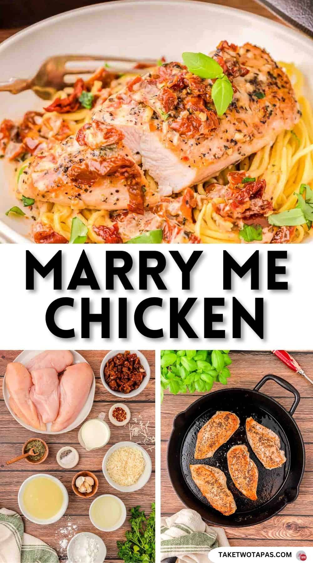 Pinterest pin image for marry me chicken recipe