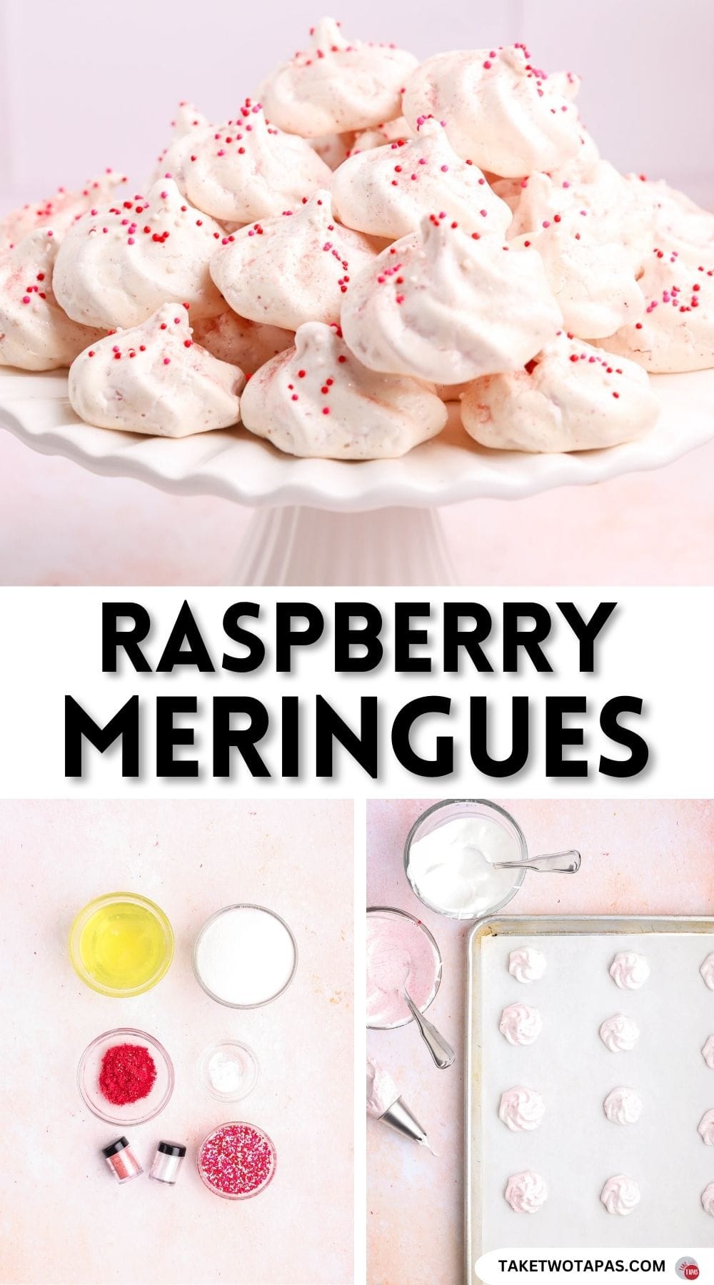 Pinterest pin image for meringue cookie recipe
