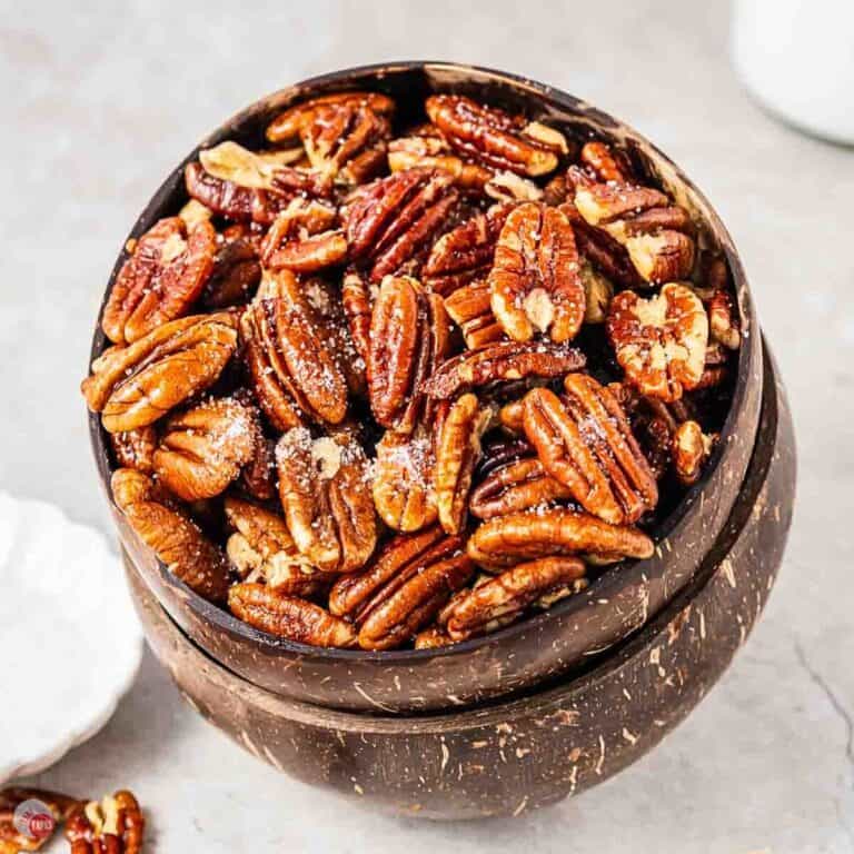 stack of two bowls filled with pecans