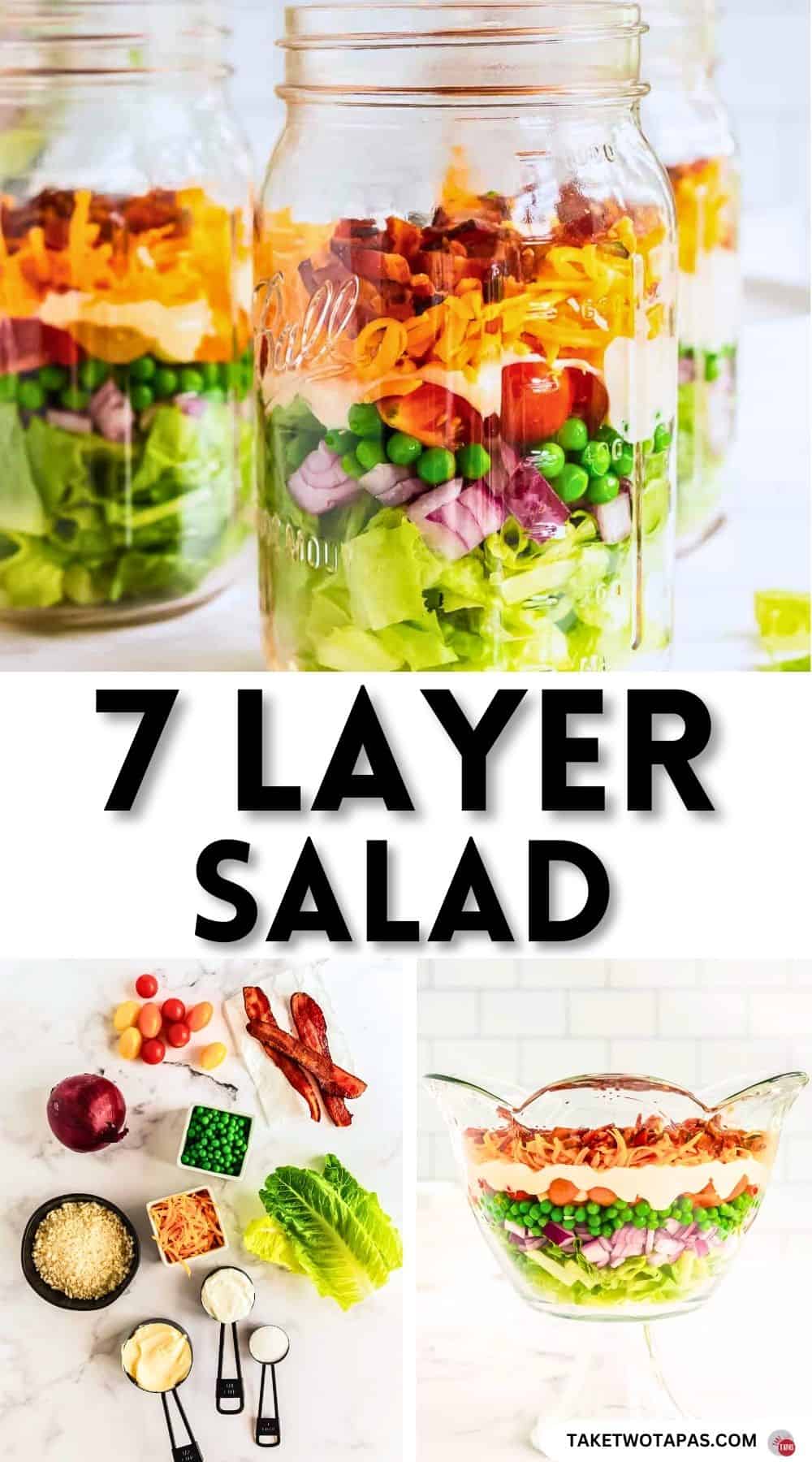 Pinterest pin image for 7 layer salad recipe