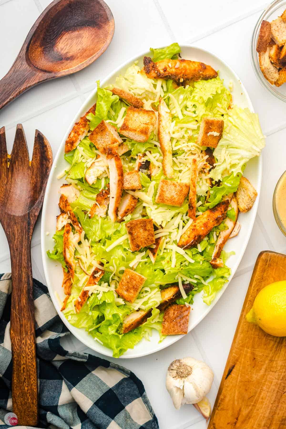 salad on a platter with no dressing