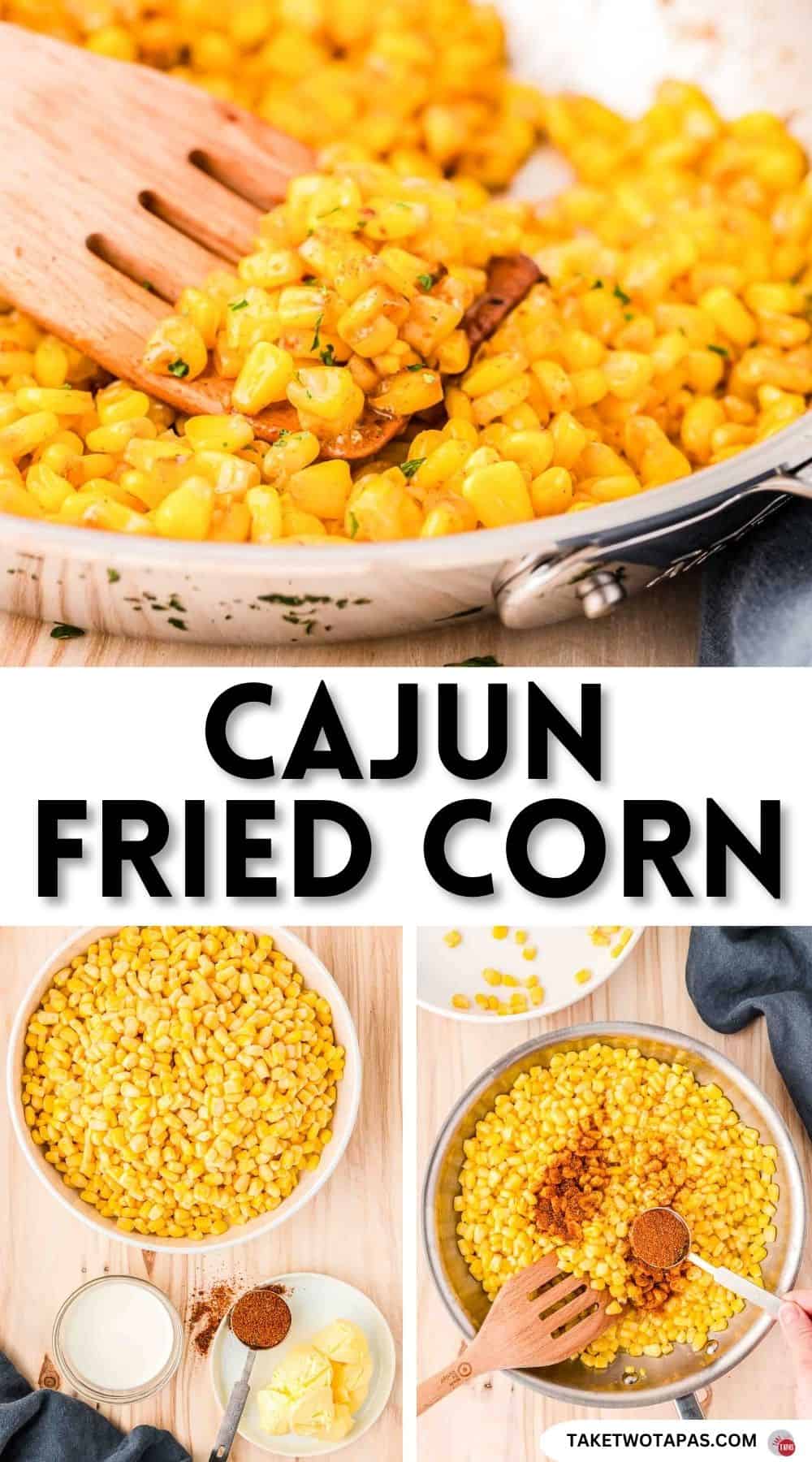 Pinterest pin image for cajun fried corn recipe