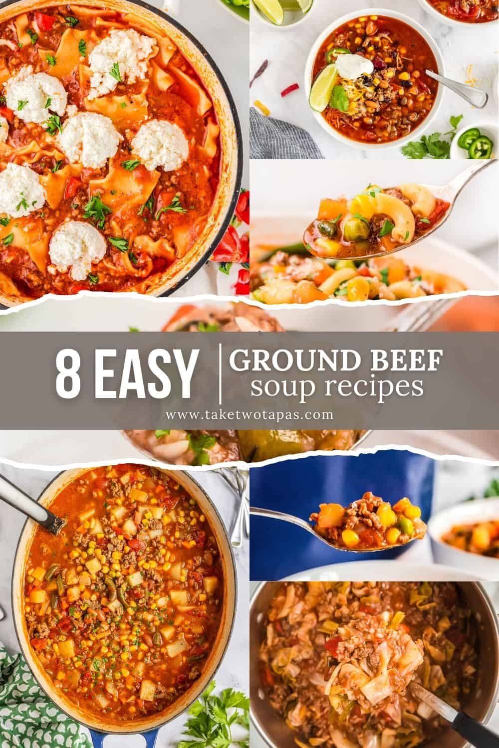 Pinterest pin image for ground beef soup recipes