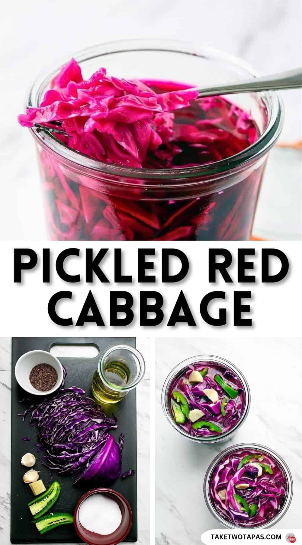 Pinterest pin image for pickled red cabbage recipe
