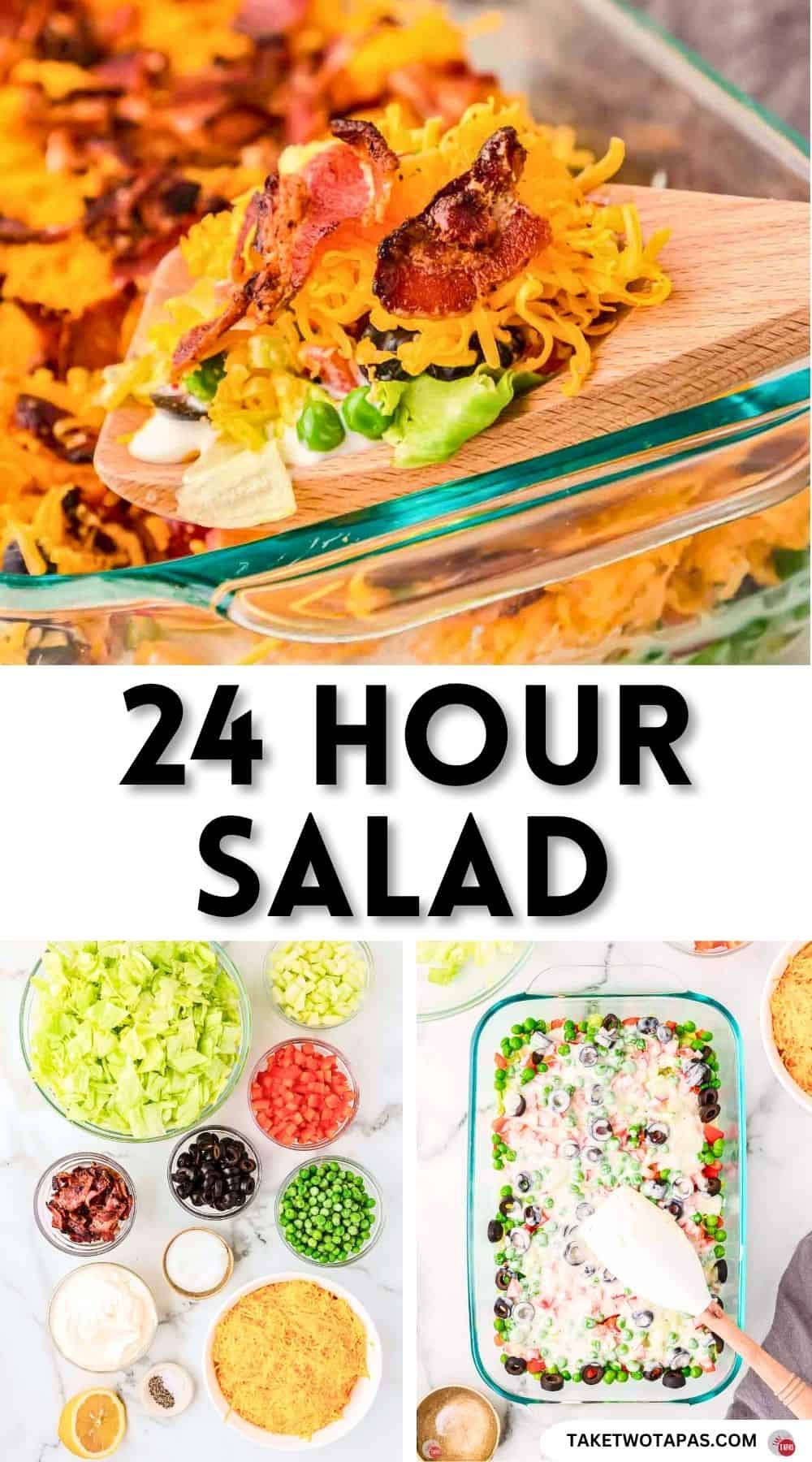 Pinterest pin image for a 24 hour salad recipe