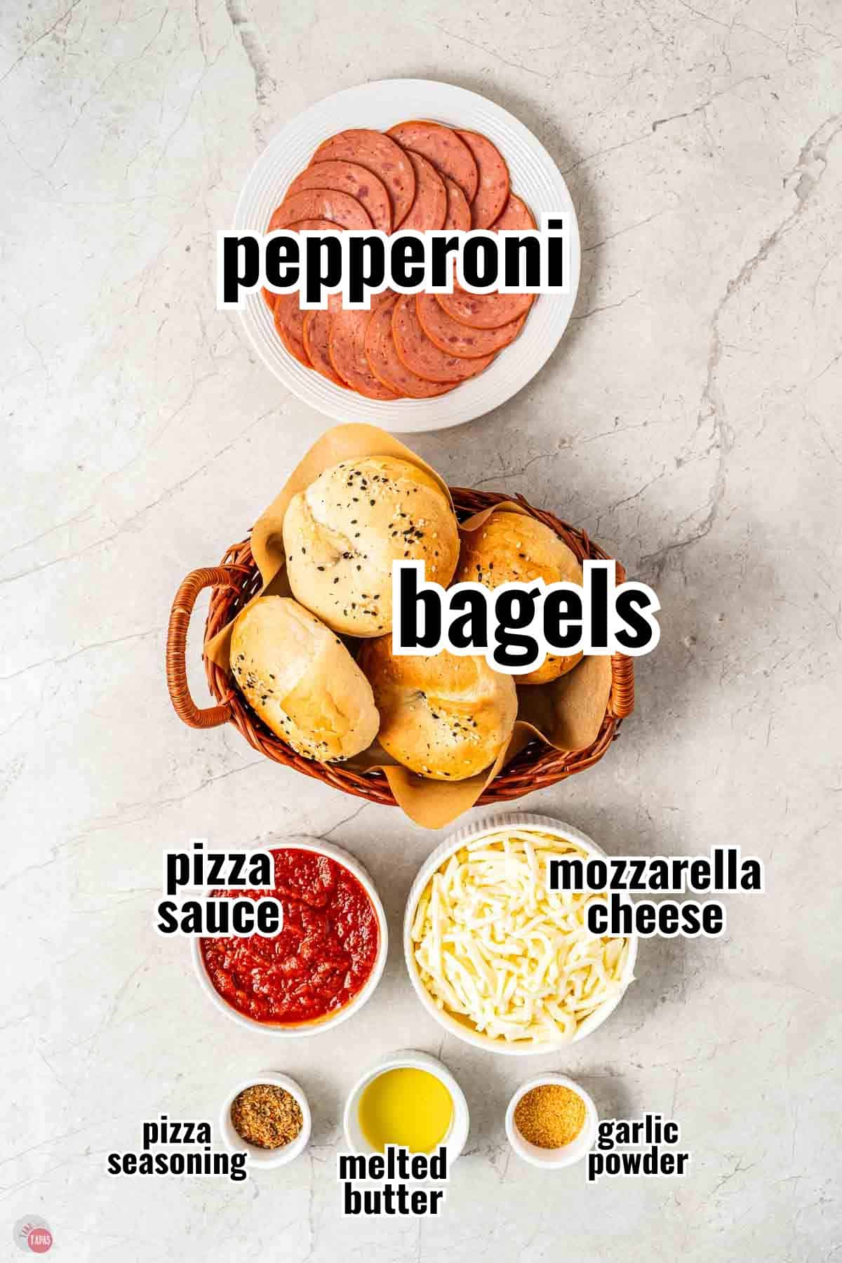 individual ingredients for a recipe with text overlay labeling them