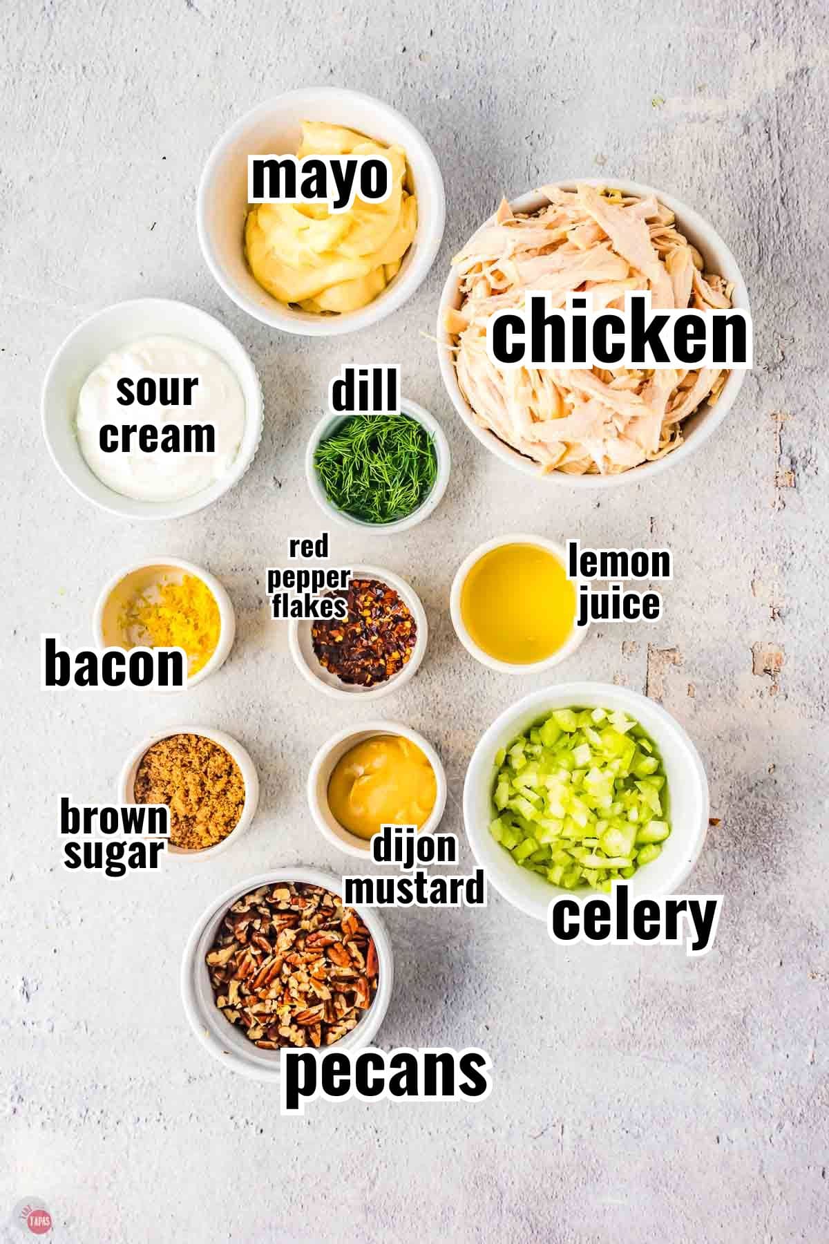 individual ingredients for a recipe with text overlay labeling them
