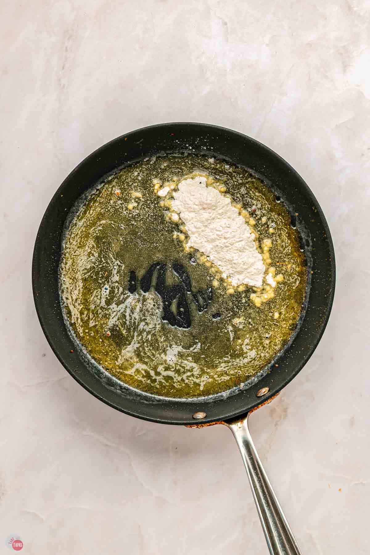 butter and flour in a skillet