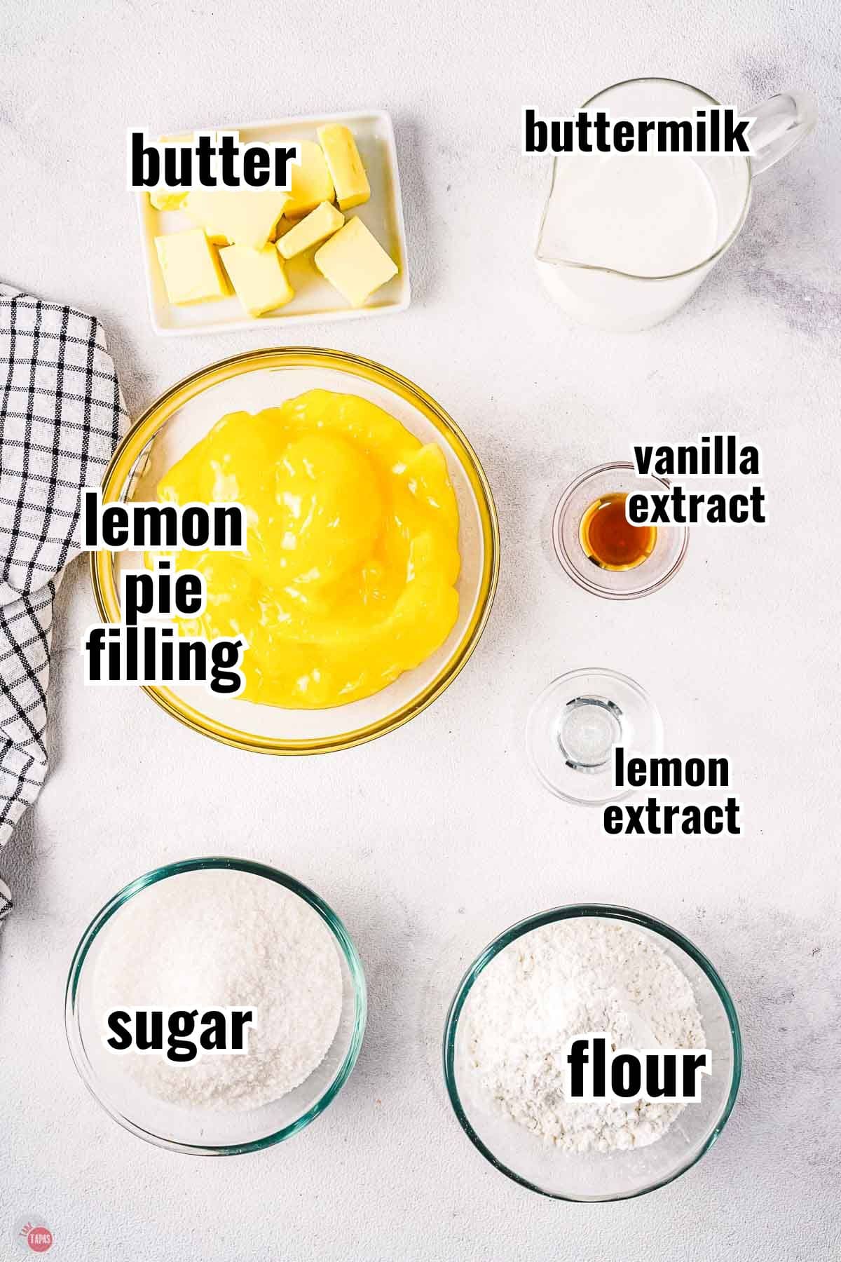 individual ingredients for a recipe with text overlay labeling them
