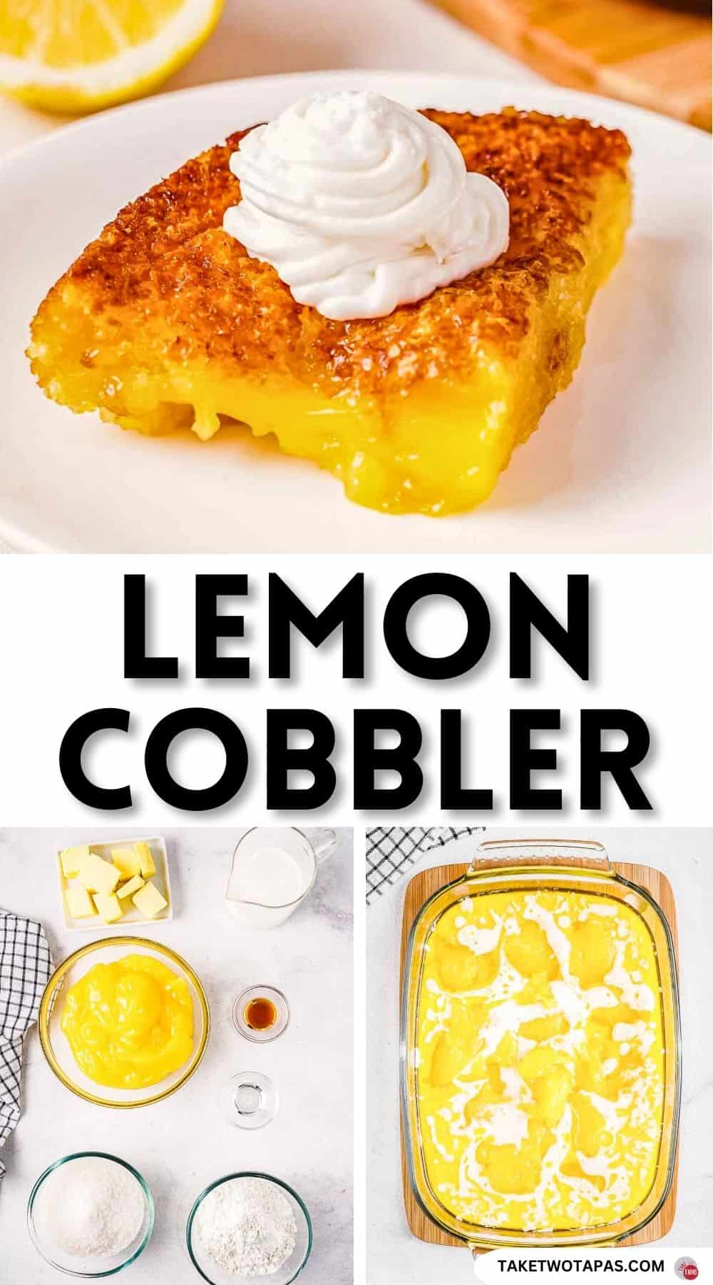 Pinterest pin image for lemon cobbler recipe