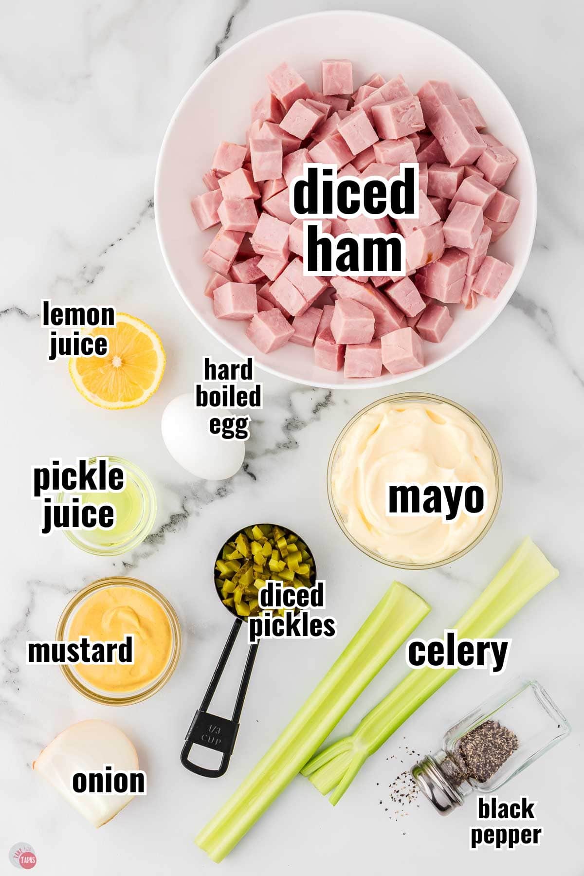individual ingredients for a recipe with text overlay labeling them
