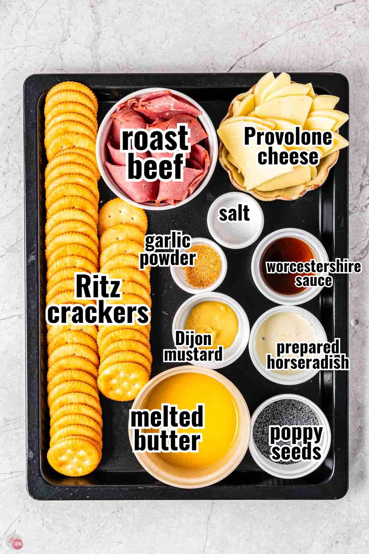 individual ingredients for a recipe with text overlay labeling them