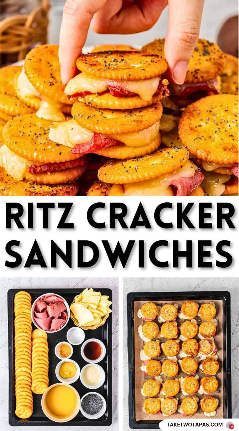 Pinterest pin image for Ritz cracker sandwiches recipe