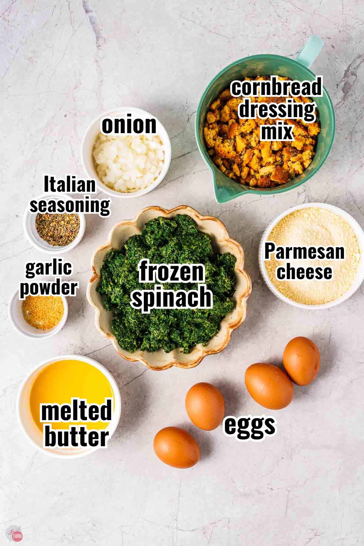 individual ingredients for a recipe with text overlay labeling them