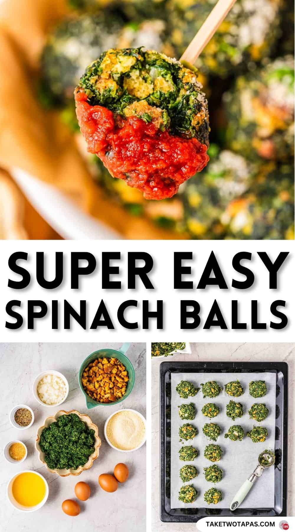 Pinterest pin image for baked spinach balls recipe