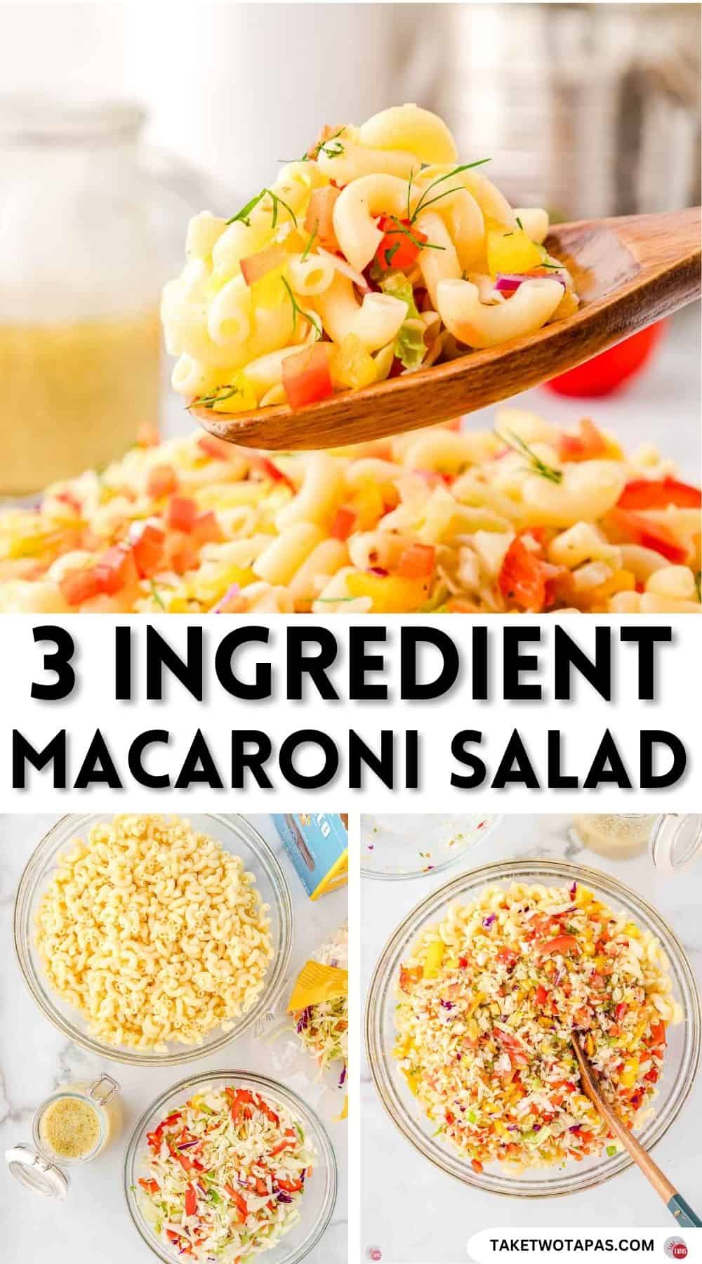 Pinterest pin image for 3 ingredient macaroni salad recipe