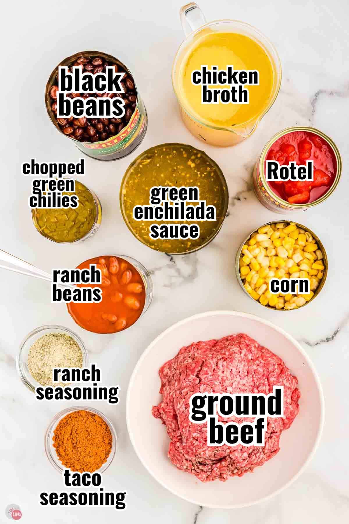individual ingredients for a recipe with text overlay labeling them
