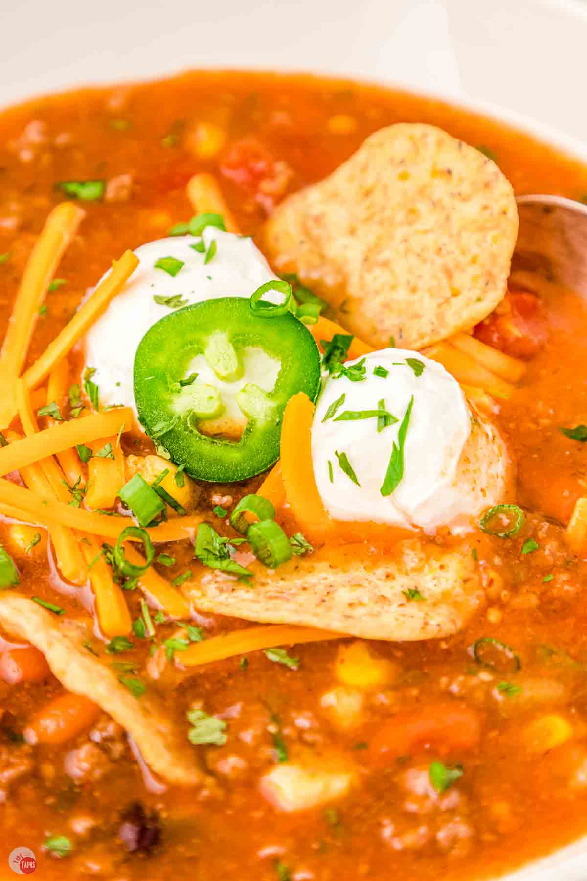 close up of soup
