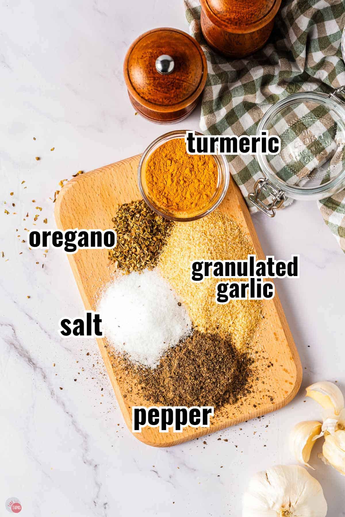 individual ingredients for a recipe with text overlay labeling them
