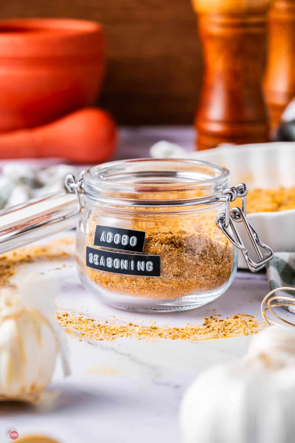 table with jar of homemade spice mix